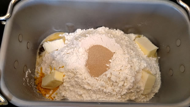 Apricot Bread Ingredients in Pan