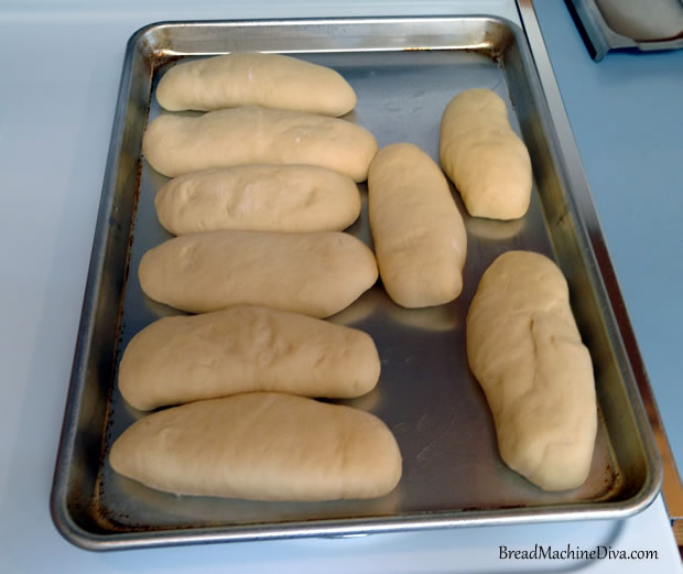 Hot Dog buns in baking pan