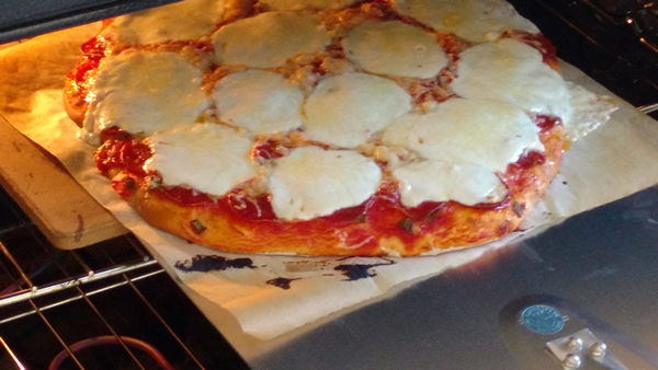 Finished Pizza with bread machine dough