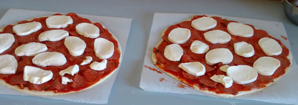 Fresh Mozzarella on homemade pizza