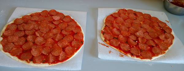 pepperoni pizza with homemade dough