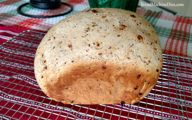 Here's a loaf of eggnog bread with raisins