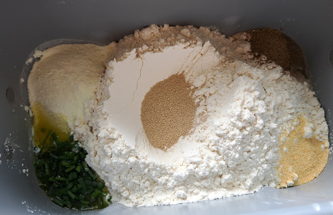 Chive bread in bread pan